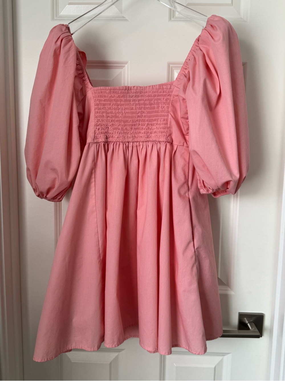 Abercrombie & Fitch Ruched Bodice Puff Sleeve Mini Dress Pink Size S - Picture 8 of 10
